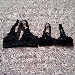 2 Chic Black Lace Women's Bras Bralettes